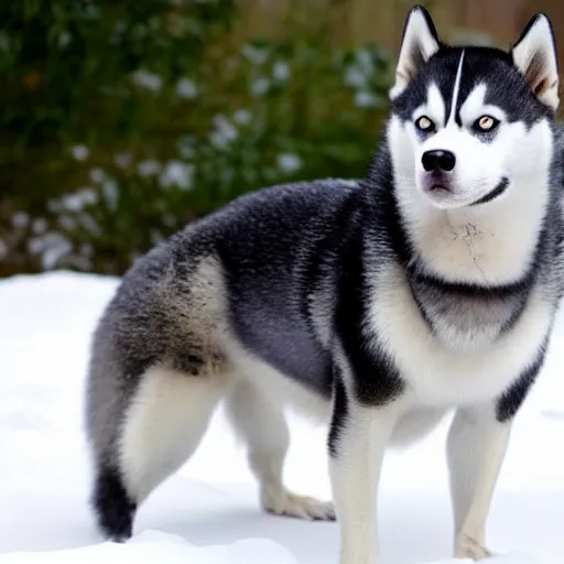 Image similar to a husky crossed with a penguin