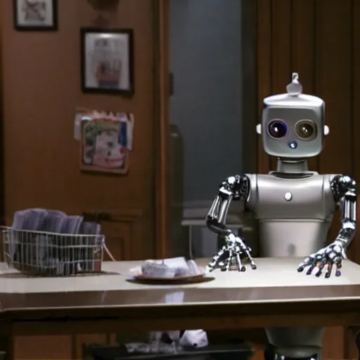 Image similar to robot butler, movie still