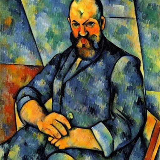 Image similar to Portrait of a giant man who can be seen from space, oil on canvas, Paul Cezanne, art