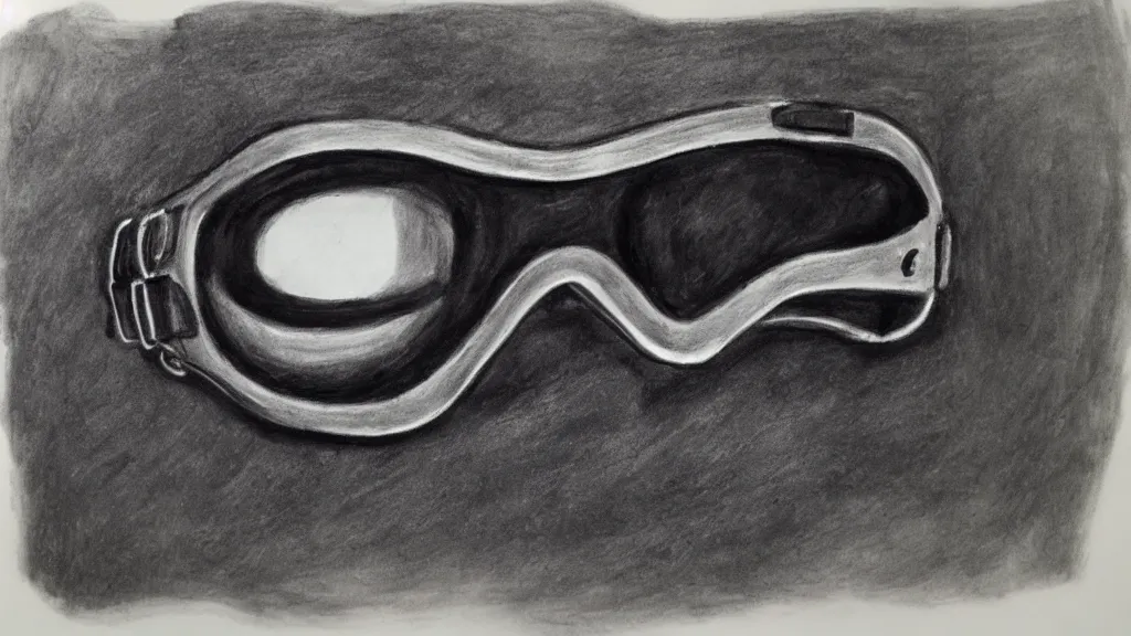 Image similar to charcoal drawing life the very crispest, neatest goggles