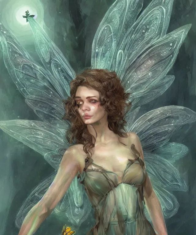 Prompt: Igor Bogdanoff as a fairy faerie, beautiful face, fantasy concept art by J.Dickenson