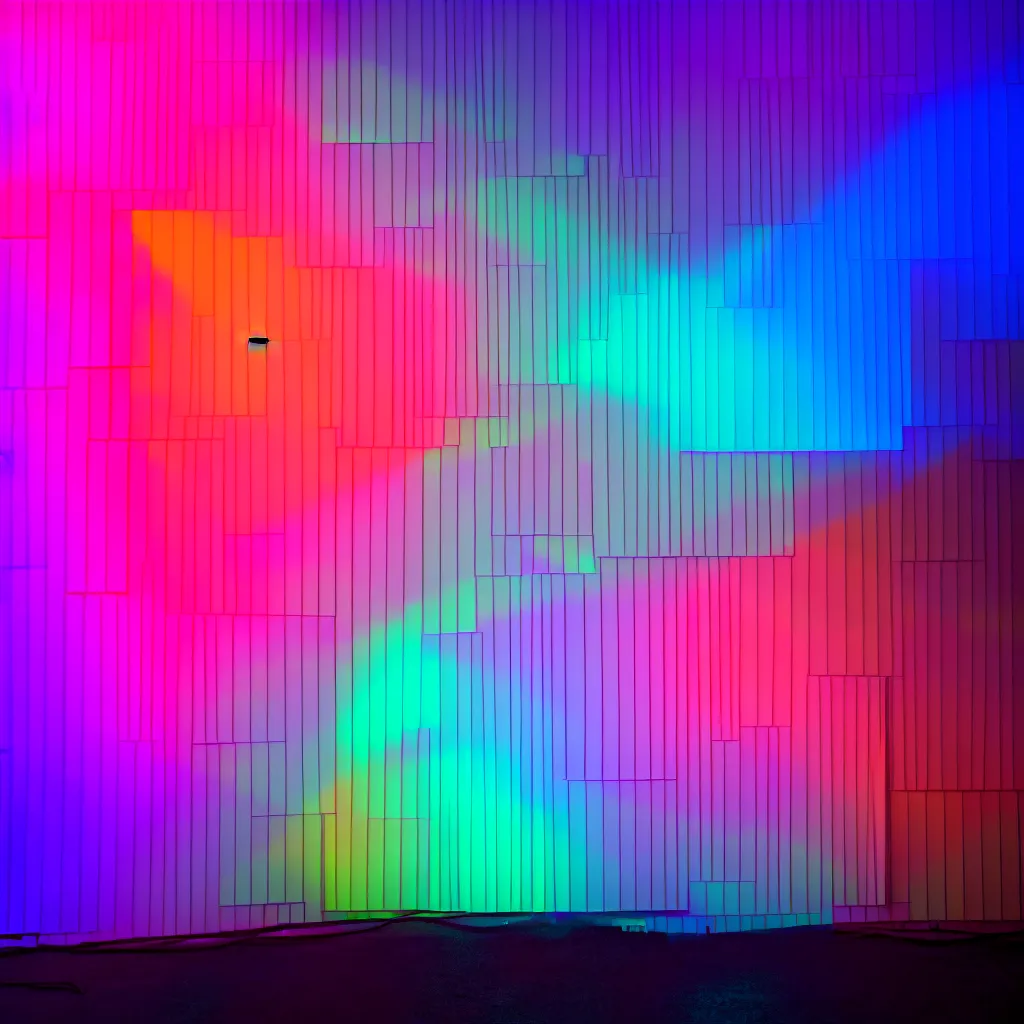 Prompt: photograph of intersecting windows of various colors at night, dream-like, trending on unsplash, volumetric lighting