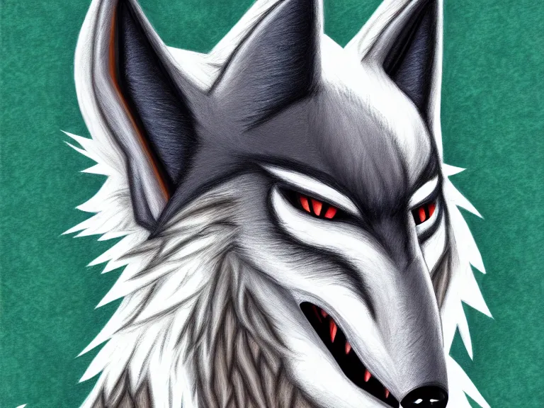 Image similar to expressive stylized master furry artist digital colored pencil painting full body portrait character study of the sergal wolf fursona animal person wearing clothes by master furry artist blotch