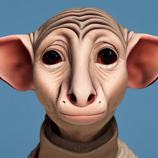 Prompt: photographic portrait of dobby from peepshow, 8 k