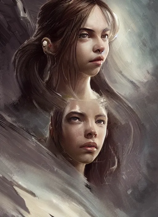 Image similar to a professional portrait of a beautiful young female, clothed in ethereal battle armor, olive skin, long dark hair, beautiful bone structure, symmetrical facial features, intricate, elegant, digital painting, concept art, smooth, sharp focus, finely detailed, illustration, from Valerian and the City of a Thousand Planets, in the style of Ruan Jia and Mandy Jurgens and Artgerm and Greg Rutkowski and William-Adolphe Bouguerea