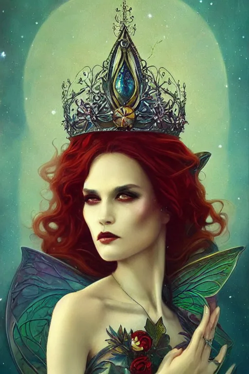 Image similar to jeweled Crown, other worldly, fairy autumn court, art nouveau, by Anato Finnstark, Tom Bagshaw, Brom