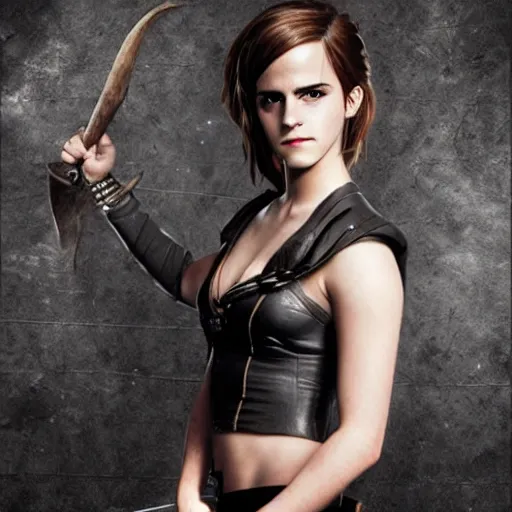 Image similar to A full body portrait of emma watson as Nami from leage of legends