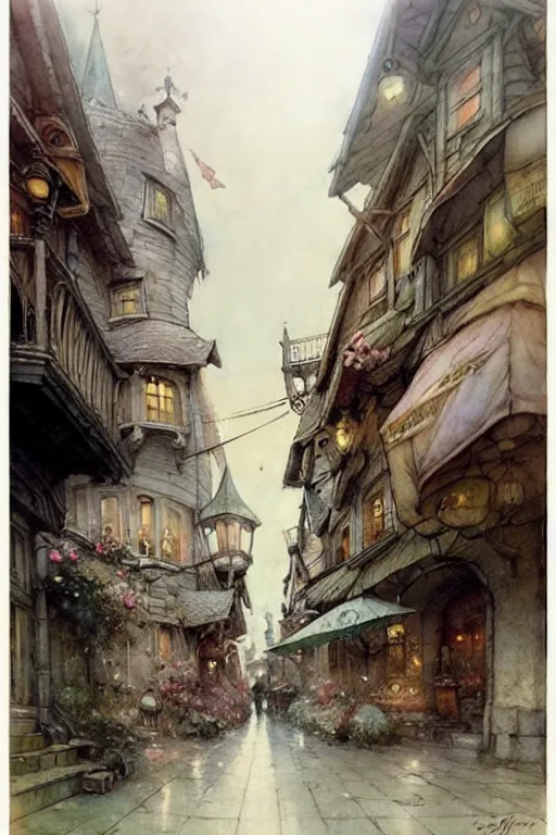 Image similar to (((((1950s fairy tale city . muted colors.))))) by Jean-Baptiste Monge !!!!!!!!!!!!!!!!!!!!!!!!!!!