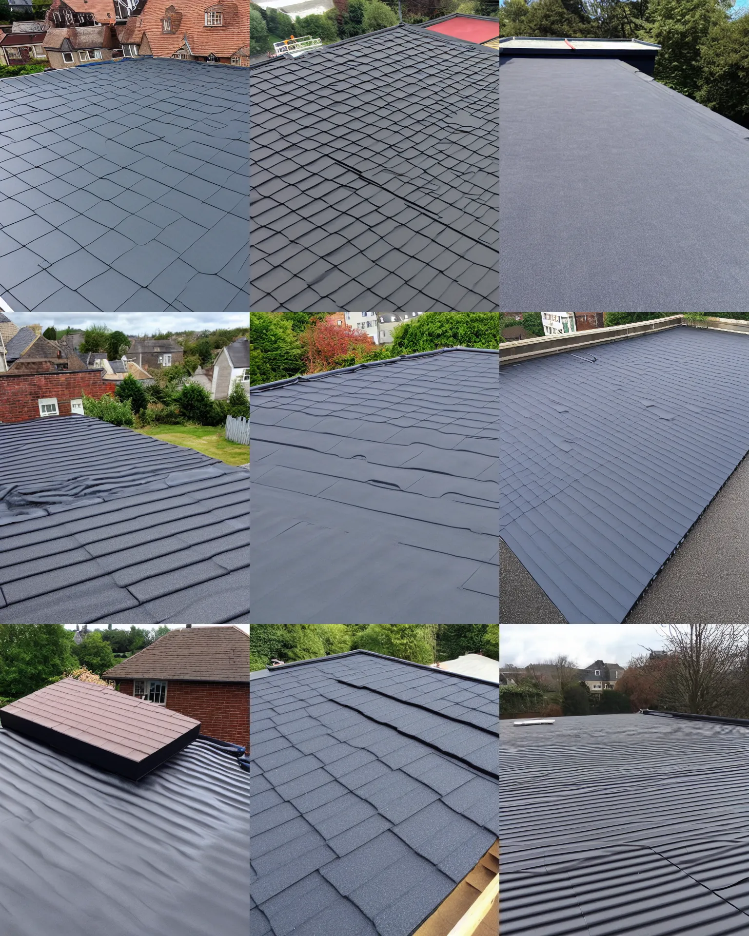 Prompt: rubber flat roofing installation services on garage roof halifax, elephant