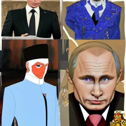 Image similar to Putin looks like a character from JoJo's bizarre adventure