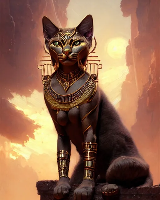 Prompt: fierce goddess bastet, fantasy character portrait, ultra realistic, concept art, intricate details, highly detailed by greg rutkowski, gaston bussiere, craig mullins, simon bisley