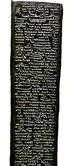 Image similar to ornate sumerian tablet, black and white, very ancient design