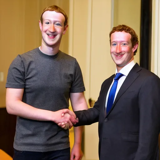 Image similar to Mark Zuckerberg happy to meet Mickey