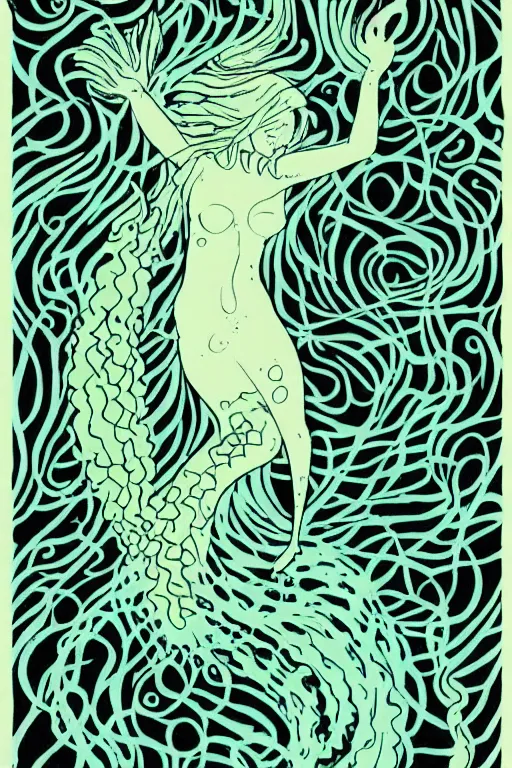 Image similar to portrait of a mermaid in kelp by MCBESS, coloured with gradients