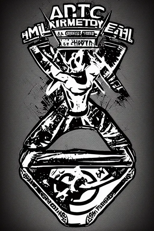 Image similar to a epic logo about martial arts MMA, vectorial, black and white, highly detailed, figurative