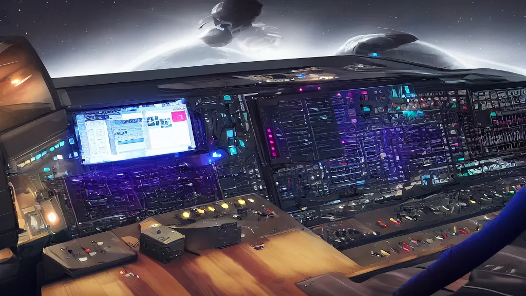 Prompt: korg synthesizer built into a spaceship dashboard, modern sleek design, 4k photograph, 2024 magazine