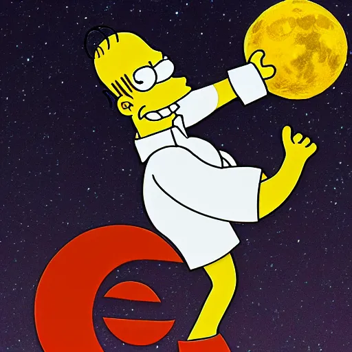 Image similar to Homer Simpson in the Moon