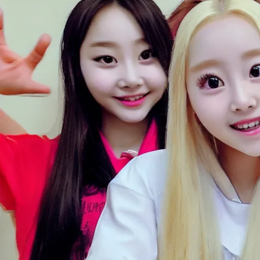 Image similar to jinsoul from LOONA waving at the camera