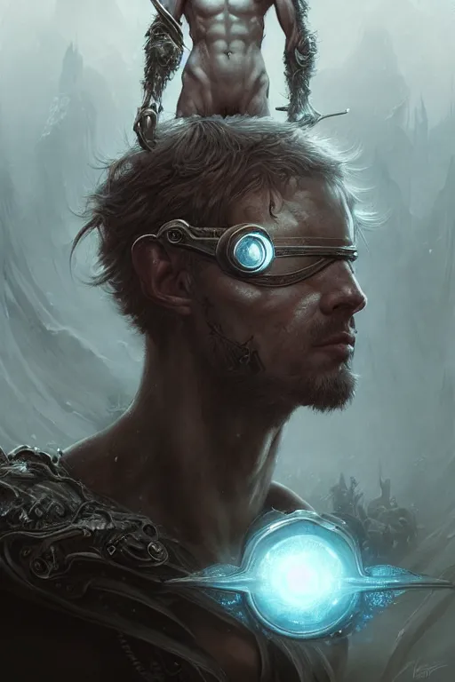 Image similar to cyclops, one - eyed man, by wlop, by luis royo, by peter mohrbacher, concept art, digital illustration, intricate, masterpiece, elegant, super detailed, unreal engine rendering, smooth, sharp focus, artstation hq