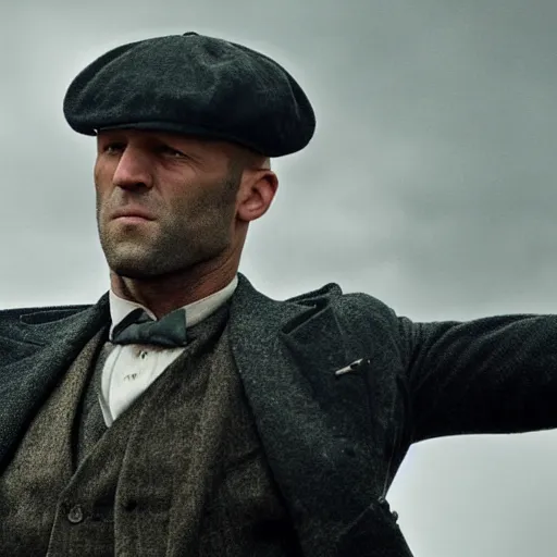 Image similar to Jason Statham in Peaky Blinders very detail 4K quality super realistic