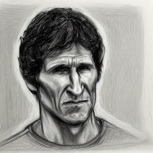 Image similar to todd howard courtroom sketch, charcoal on paper