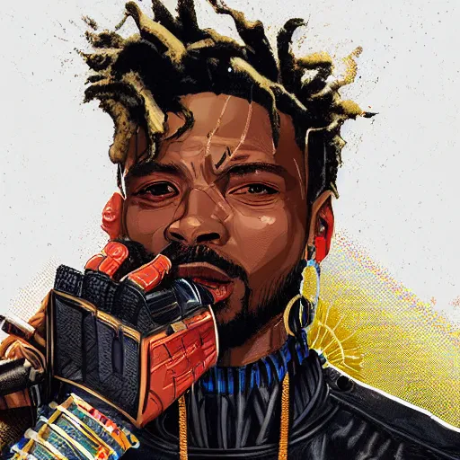 Image similar to a matte painting of killmonger, drip, diamonds shining, stylish, by sachin teng