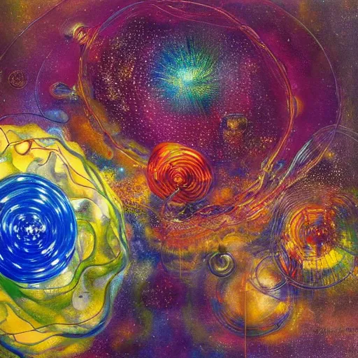 Prompt: Liminal space in outer space painting by Jean Jiraud slightly inspired by Dale Chihuly