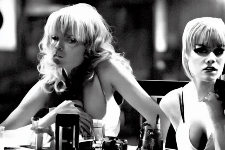 Prompt: pulp fiction fabienne in a still of the movie sin city ( 2 0 0 5 )