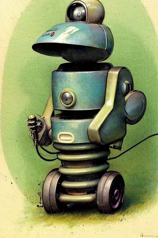 Image similar to ( ( ( ( ( 1 9 5 0 s retro future android robot lawnmower. muted colors., ) ) ) ) ) by jean - baptiste monge,!!!!!!!!!!!!!!!!!!!!!!!!!