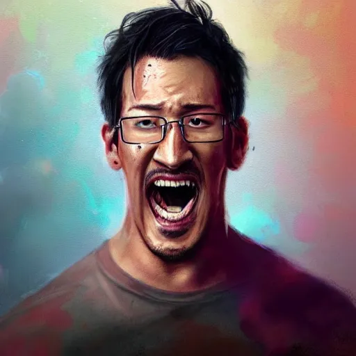 Image similar to a portrait of markiplier raging, greg rutkowski