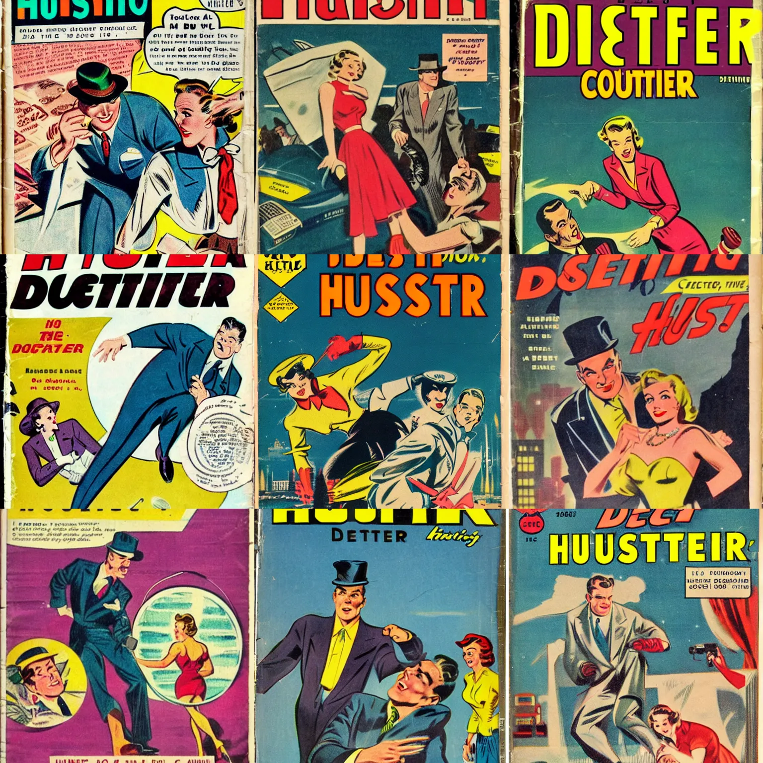 Prompt: 1 9 5 0's dectective comic, called the hustler