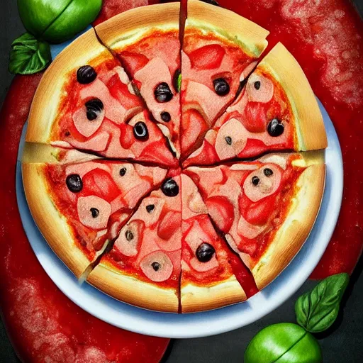 Prompt: italian pizza with watermelon, hyper realistic, 4 k, hyper detail, style by steve mccury and annie leibovitz and chindy sherman