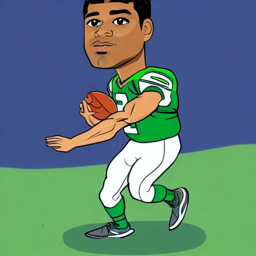 Prompt: russell wilson as a turtle cartoon portrait