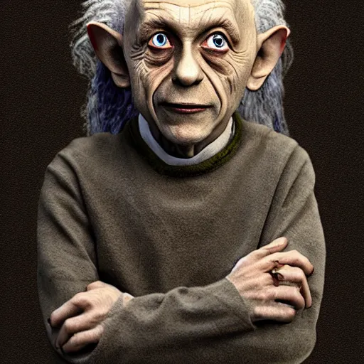 Prompt: gollum einstein portrait