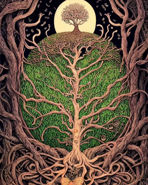 Image similar to portrait painted in jacek yerka style drawn by vania zouravliov and takato yamamoto, inspired by the tree of life, intricate acrylic gouache painting, high detail, sharp high detail, artstation