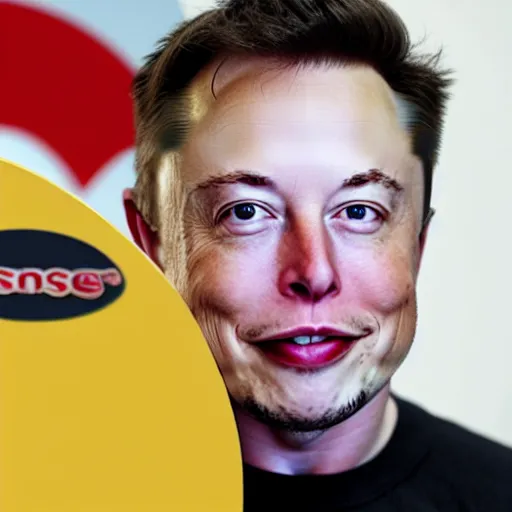 Image similar to photo of miniature Elon Musk sitting on a piece of Swiss cheese