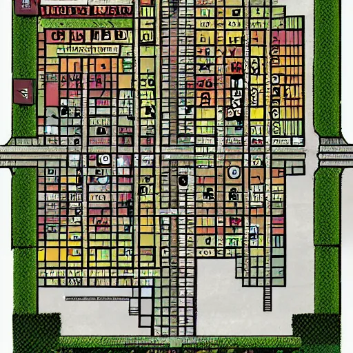 Image similar to dungeons and dragons grid battle map for an urban modern parking lot