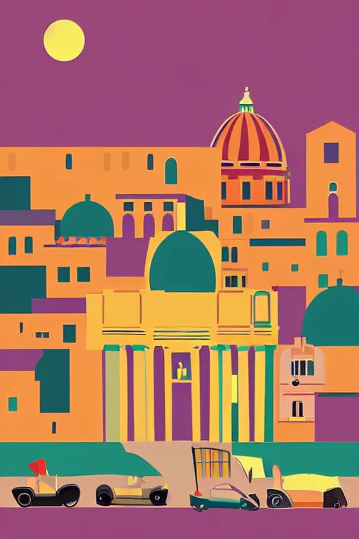 Image similar to minimalist boho style art of colorful rome, illustration, vector art