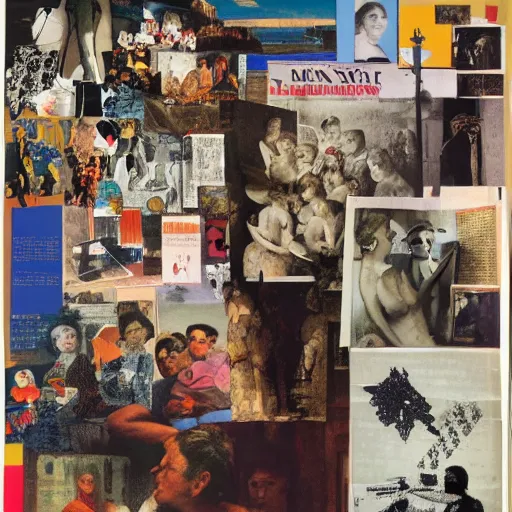 Prompt: collage from magazines and paper, museum of modern art new york, masterpiece, auction, detailed