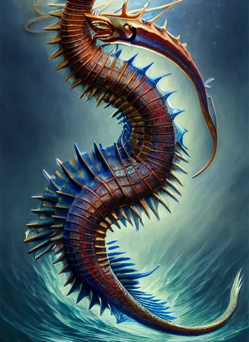 Image similar to a real life gyarados pokemon, diffuse lighting, fantasy, intricate, elegant, highly detailed, lifelike, photorealistic, digital painting, artstation, illustration, concept art, smooth, sharp focus, art by john collier and albert aublet and krenz cushart and artem demura