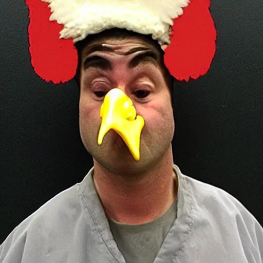 Image similar to inmate that has a chicken head