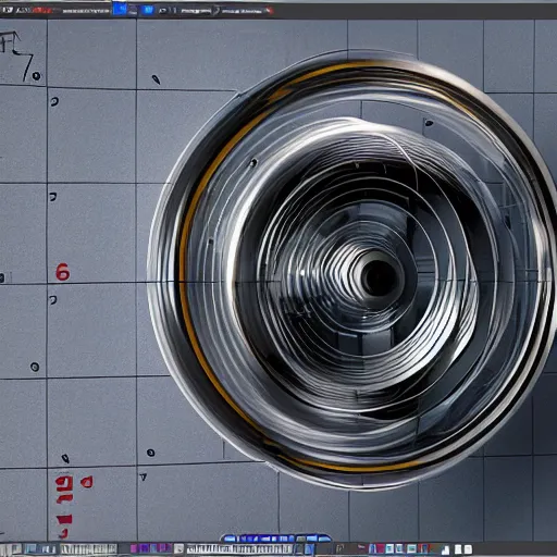 Image similar to cyberpunk gyroscope, technical drawing, highly detailed, photo realistic, houdini render, unreal engine