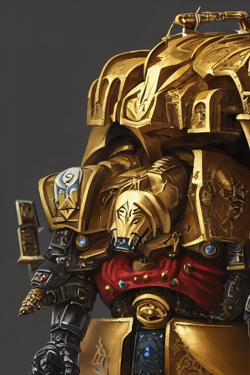 Image similar to armor portrait heros warhammer 4 0 k horus heresy fanart - the primarchs emperor by johannes helgeson animated with vfx concept artist & illustrator global illumination ray tracing hdr fanart arstation zbrush central hardmesh 8 k octane renderer comics stylized