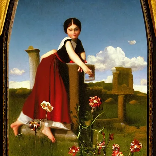 Prompt: ancient realistic satanic town flower bocaccio cardboard merlot shiraz , by Artemisia Gentileschi and Martin Johnson Heade and George Inness , #micro , photography , digital illustration