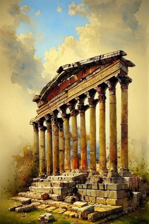 Prompt: ( ( ( ( ( roman temple. saturated colors ) ) ) ) ) by jean - baptiste monge!!!!!!!!!!!!!!!!!!!!!!!!!!!!!!