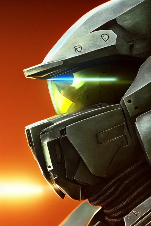 Image similar to robot ninja mask helmet halo master chief radiating a glowing aura global illumination ray tracing hdr fanart arstation by ian pesty and katarzyna da „ bek - chmiel