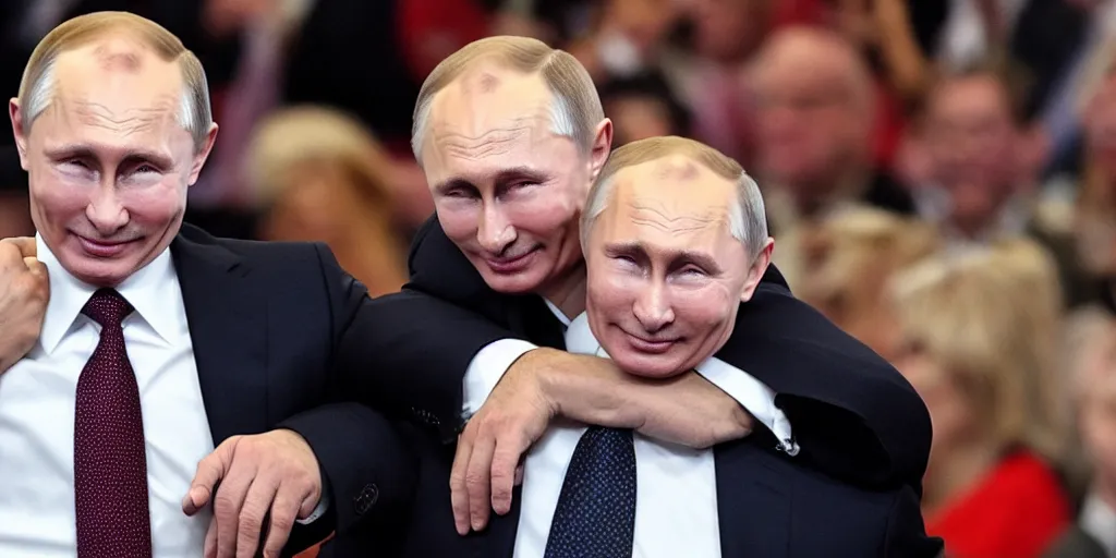 Image similar to putin mounting trump, smiling