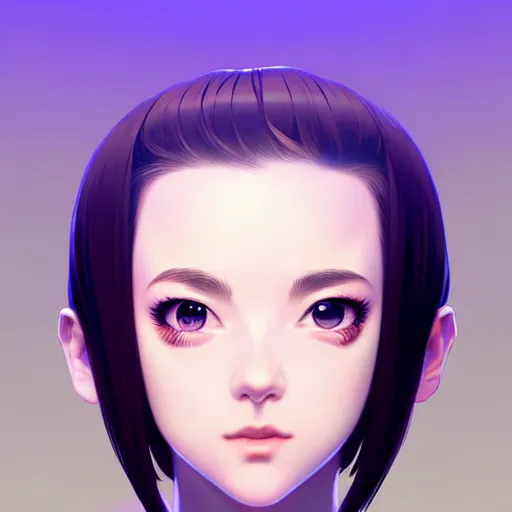 Image similar to youth sean young very slightly smiling, occlusion shadow, specular reflection, rim light, unreal engine, range murata, artstation, pinterest, art by hiroaki samura and ilya kuvshinov and rossdraws, intricate, highly detailed 8 k, art deco illustration, extremely beautiful shape of face, neck, shoulders eyes