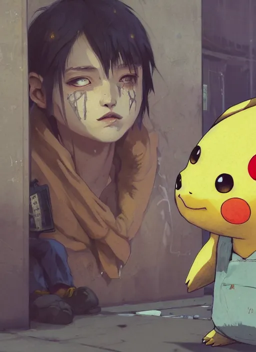 Prompt: Highly detailed portrait of homeless and beaten up Pikachu, in GTA V, Stephen Bliss, unreal engine, fantasy art by Greg Rutkowski, Loish, Rhads, ferdinand knab, Makoto Shinkai and Lois van baarle, ilya kuvshinov, rossdraws, Tom Bagshaw, alphonse mucha, global illumination, radiant light, detailed and intricate environment