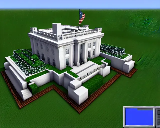 Prompt: Joe Biden White House built in Minecraft